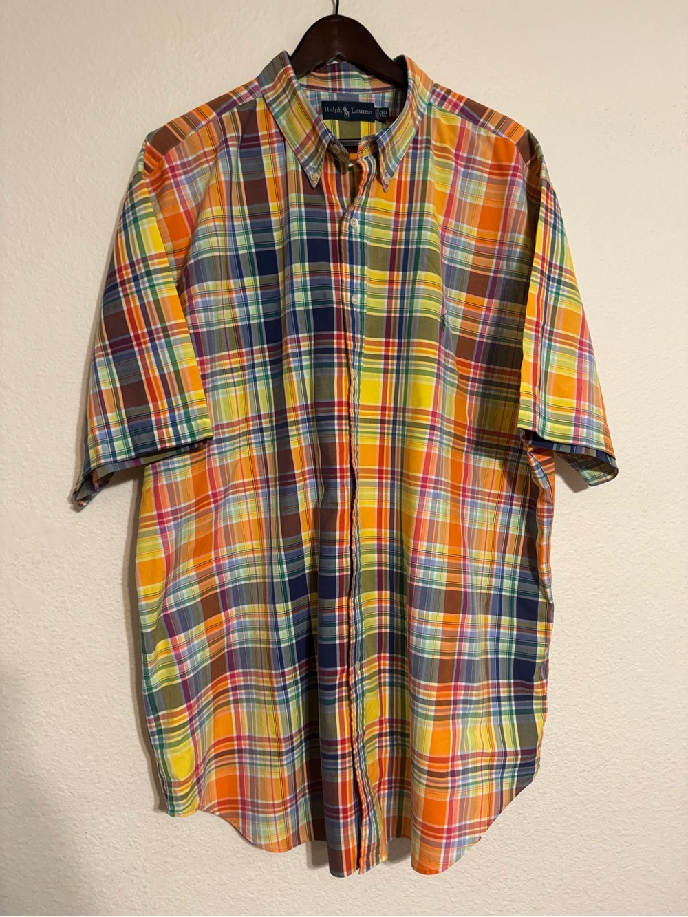 Vintage Polo Ralph Lauren Short-Sleeve Multicolor Plaid Button-Down Shirt
